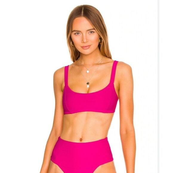 L*Space Jess Bikini Top in Bougainvillea Pink Ribbed Size XS NWT